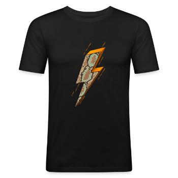 Lightning, Lightning Bolt, Thunderstorm, - Men's Slim Fit T-Shirt - black - Front - Nik (191cm)