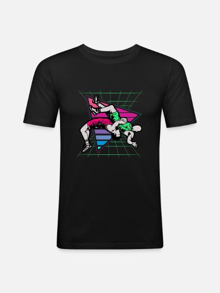 Lutte, Lutteur, 2021, - T-shirt près du corps Homme - noir