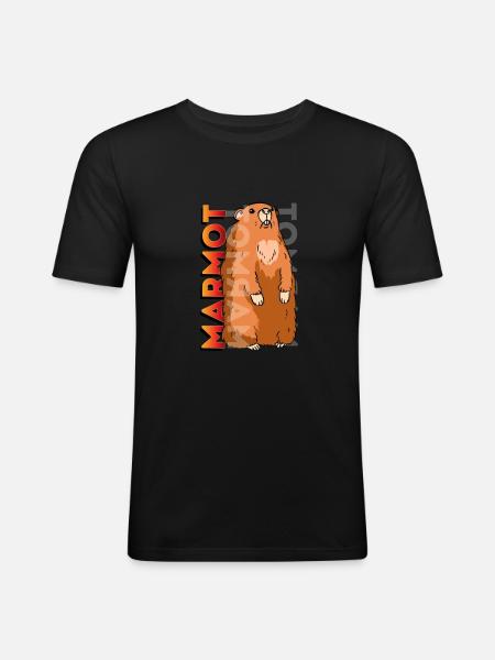 marmot, marmot groundhog, squirrel, - Men's Slim Fit T-Shirt - black