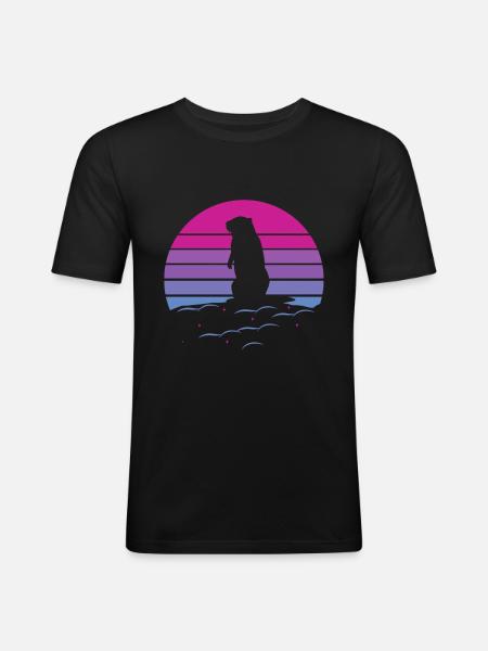 marmot, marmot animal, rodent, - Men's Slim Fit T-Shirt - black