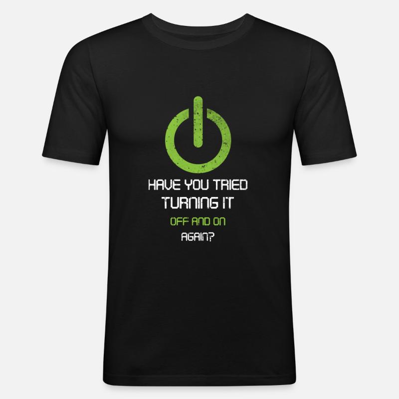 tech, tech desk, developer, - Männer Slim Fit T-Shirt - Schwarz