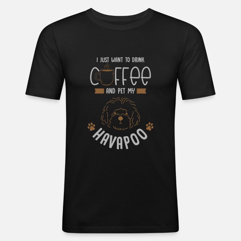havapoo, havapoo Havaneser, caniche, - T-shirt près du corps Homme - noir