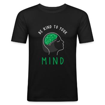 Psychische Gesundheit, Psychische Gesundheit - Männer Slim Fit T-Shirt - Schwarz - Vorne - Nik (191cm)