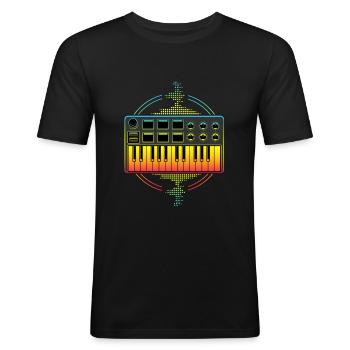 Beatmaker, Beatmaker Hip Hop, dj, - Männer Slim Fit T-Shirt - Schwarz - Vorne - Nik (191cm)