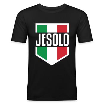Jesolo Italien Italienische Stadt - Männer Slim Fit T-Shirt - Schwarz - Vorne - Nik (191cm)