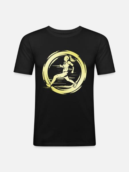 Running Marathon Frau - Männer Slim Fit T-Shirt - Schwarz