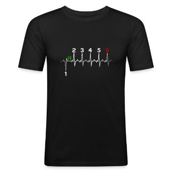 Motorcycle gear shift 1N23456 heartbeat EKG pulse - Men's Slim Fit T-Shirt - black - Front - Nik (191cm)