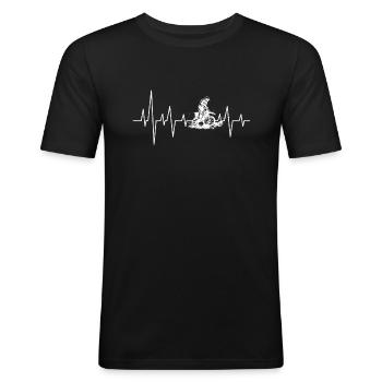 Motocross Herzschlag Puls Bike Biker Motorrad - Männer Slim Fit T-Shirt - Schwarz - Vorne - Nik (191cm)