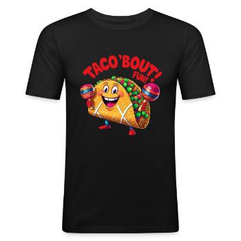 Taco'Bout Fun - Lustiges Taco-Design - Männer Slim Fit T-Shirt - Schwarz - Vorne - Nik (191cm)