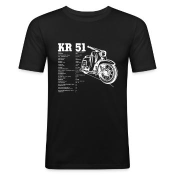 KR 51 Schwalbe Mofa 2-Takt - Männer Slim Fit T-Shirt - Schwarz - Vorne - Nik (191cm)