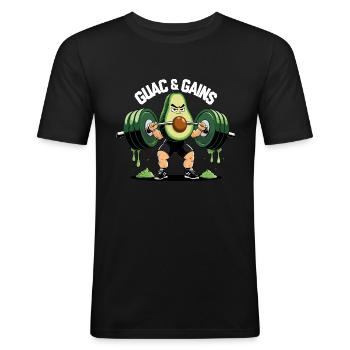 Lustiges Avocado-Fitness Design - Männer Slim Fit T-Shirt - Schwarz - Vorne - Nik (191cm)