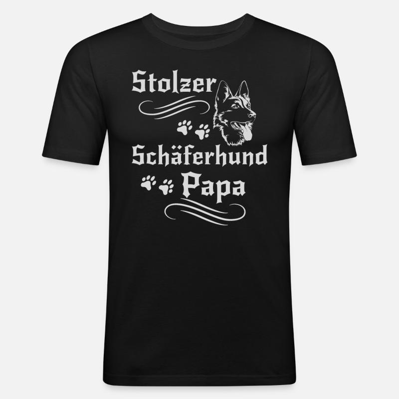 Stolzer Schäferhund Papa - Männer Slim Fit T-Shirt - Schwarz