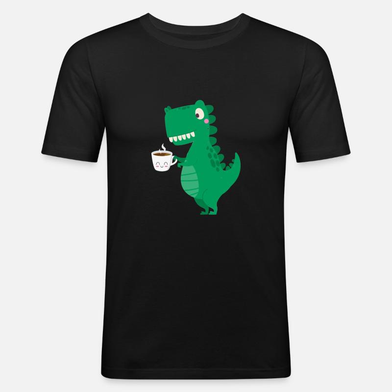 coffee rex Kaffesaurusrex - Männer Slim Fit T-Shirt - Schwarz