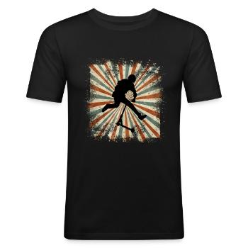 trottinette freestyle - T-shirt près du corps Homme - noir - Devant - Nik (191cm)