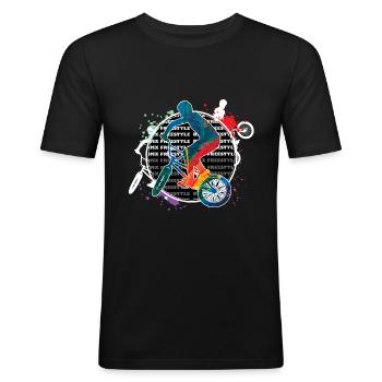 BMX - Männer Slim Fit T-Shirt - Schwarz - Vorne - Nik (191cm)