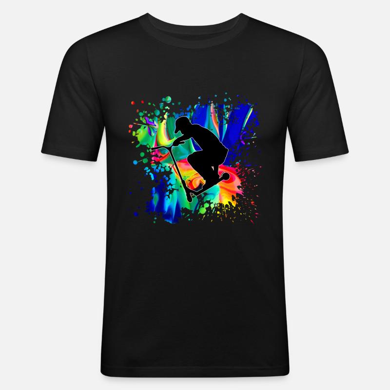 Freestyle Roller - Männer Slim Fit T-Shirt - Schwarz