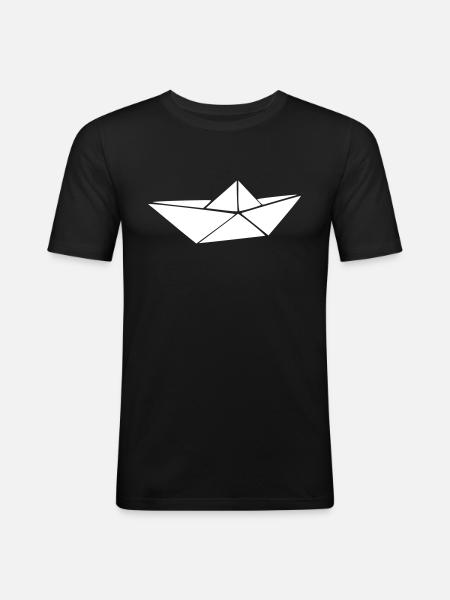 Paper Ship - Männer Slim Fit T-Shirt - Schwarz