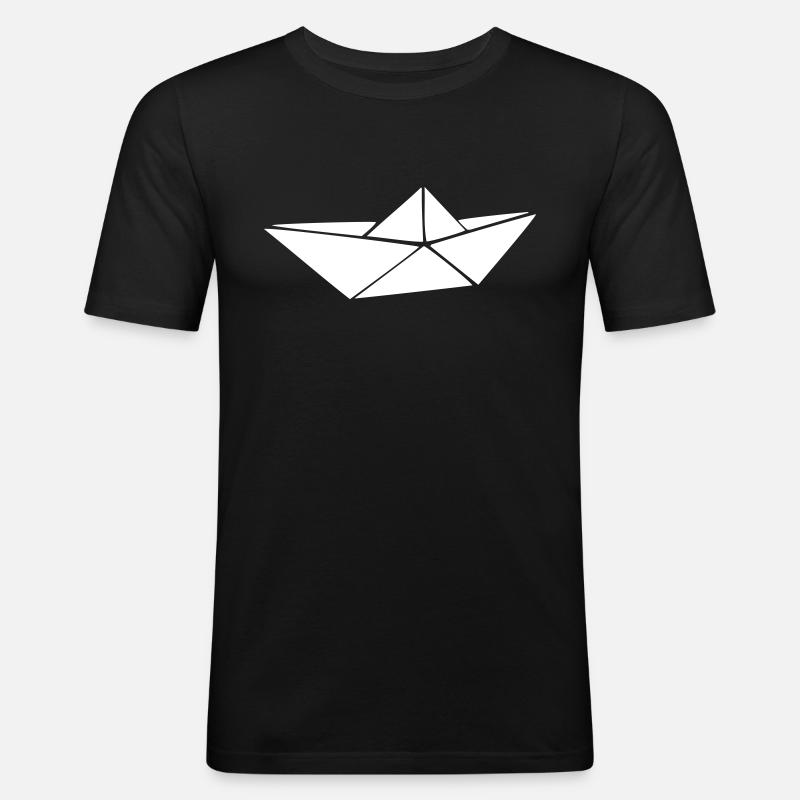 Paper Ship - Männer Slim Fit T-Shirt - Schwarz