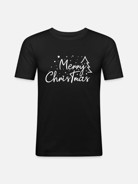 Merry Christmas - Männer Slim Fit T-Shirt - Schwarz
