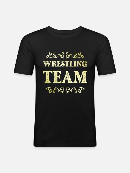 Wrestling Team - Männer Slim Fit T-Shirt - Schwarz