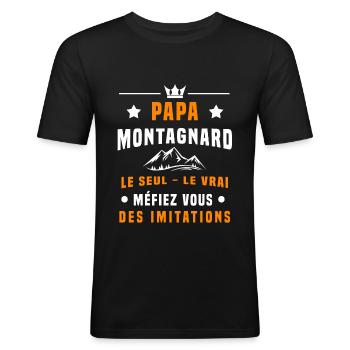 papa montagnard méfiez vous imitations montagne - T-shirt près du corps Homme - noir - Devant - Nik (191cm)