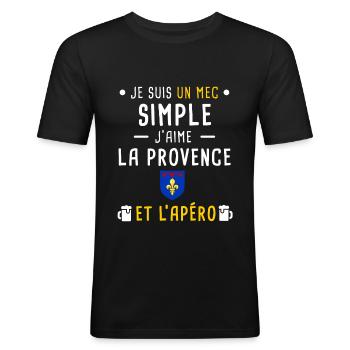 Provence homme drapeau apéro mec simple - T-shirt près du corps Homme - noir - Devant - Nik (191cm)