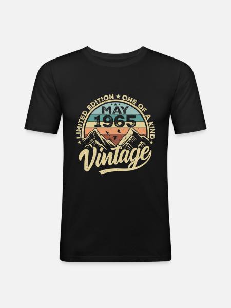 Fødselsdag Årgang maj 1965 original maj 1965 - Herre Slim Fit T-Shirt - sort