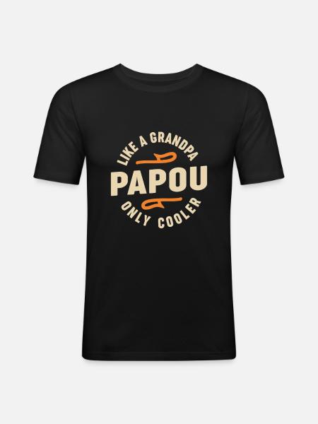 Papou als een opa alleen koeler - Mannen slim fit T-shirt - zwart