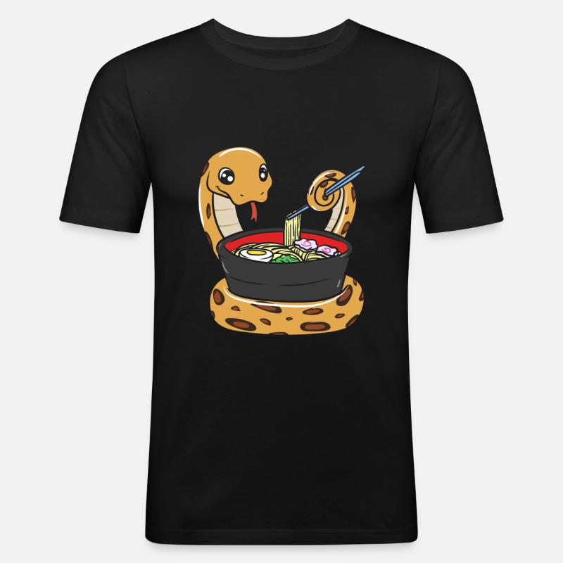 King python eating ramen - Men's Slim Fit T-Shirt - black