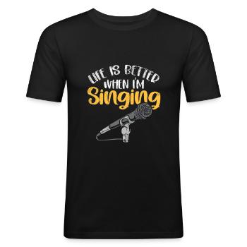 Better Singing – Conception d’auteur-compositeur - T-shirt près du corps Homme - noir - Devant - Nik (191cm)