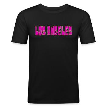 Los Angeles - Männer Slim Fit T-Shirt - Schwarz - Vorne - Nik (191cm)