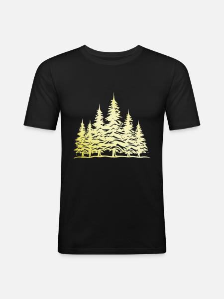Forest Tree Gold - Men's Slim Fit T-Shirt - black