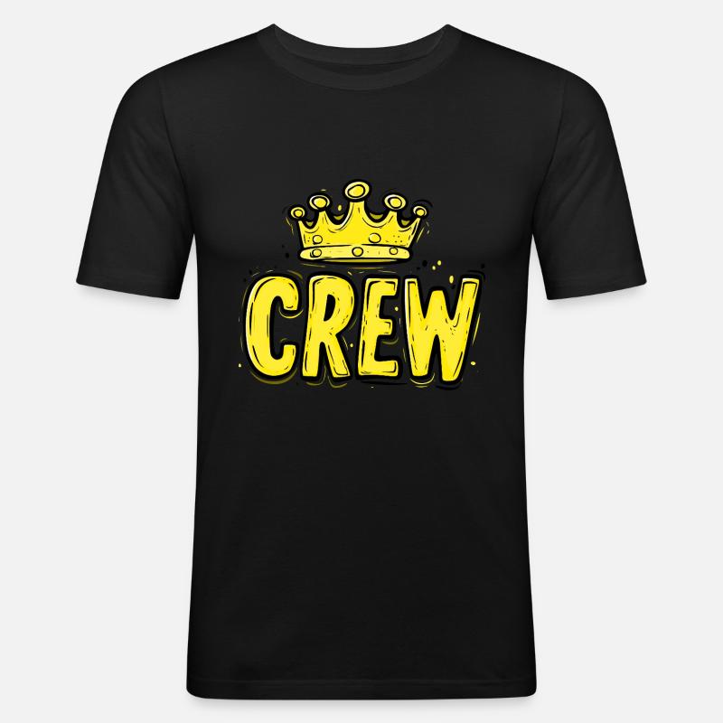 Crew Krone - Männer Slim Fit T-Shirt - Schwarz