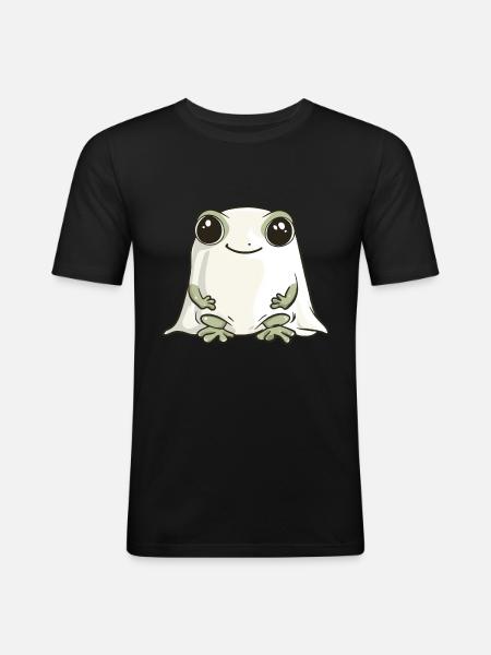 Frog Halloween Comic Ghost - Men's Slim Fit T-Shirt - black