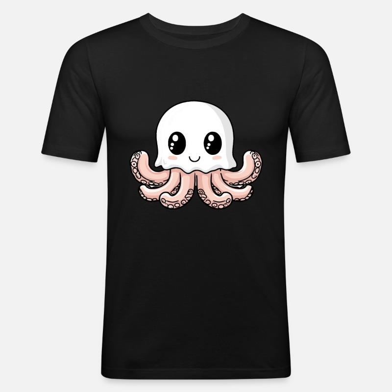 Octopus Halloween Comic Ghost - T-shirt près du corps Homme - noir