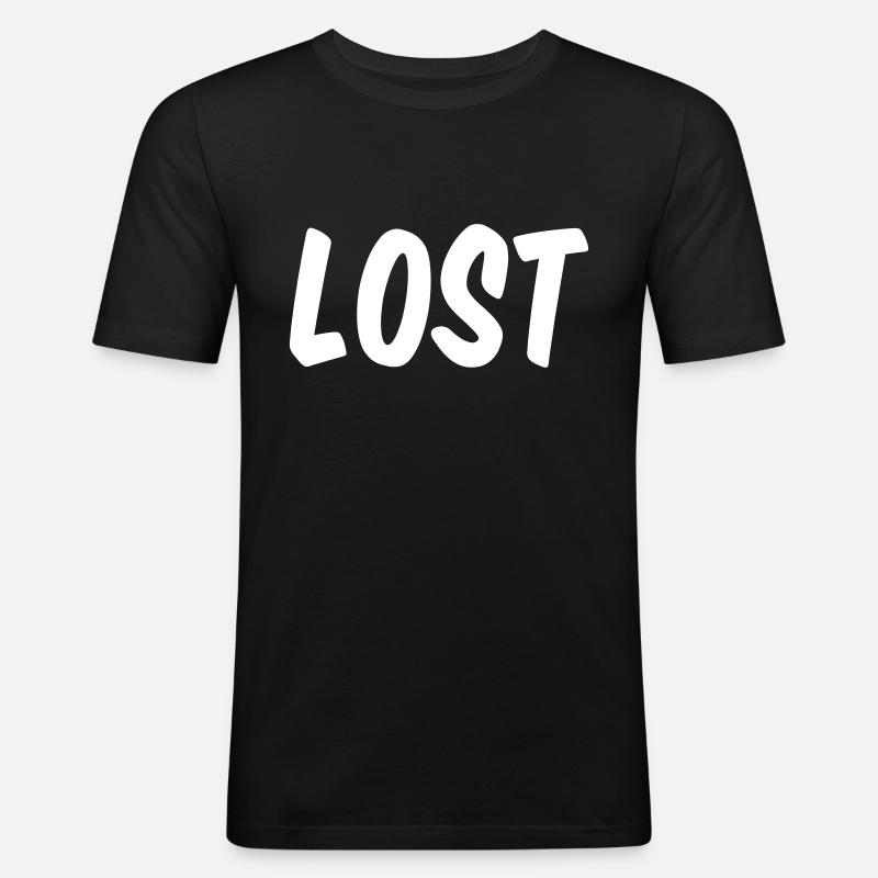 Lost Jugendwort - Männer Slim Fit T-Shirt - Schwarz