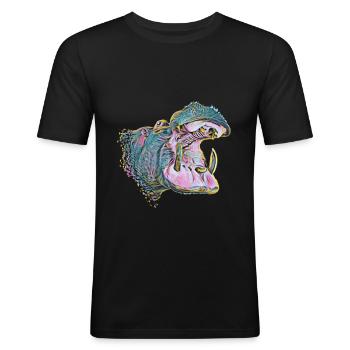 hippo - Men's Slim Fit T-Shirt - black - Front - Nik (191cm)