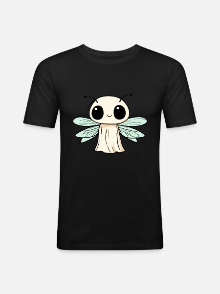 Dragonfly Halloween Comic Ghost - Men's Slim Fit T-Shirt - black