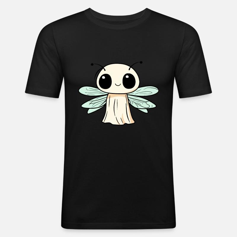 Dragonfly Halloween Comic Ghost - Men's Slim Fit T-Shirt - black