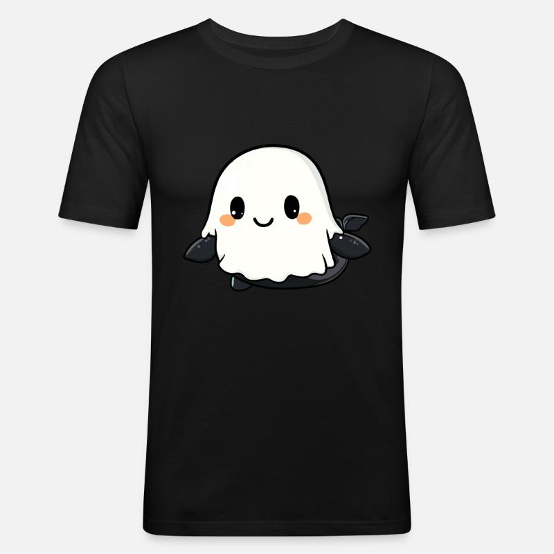 Wal Halloween Comic Geist - Männer Slim Fit T-Shirt - Schwarz