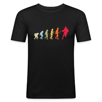 Basketball Basketballer Evolution Vintage - Männer Slim Fit T-Shirt - Schwarz - Vorne - Nik (191cm)