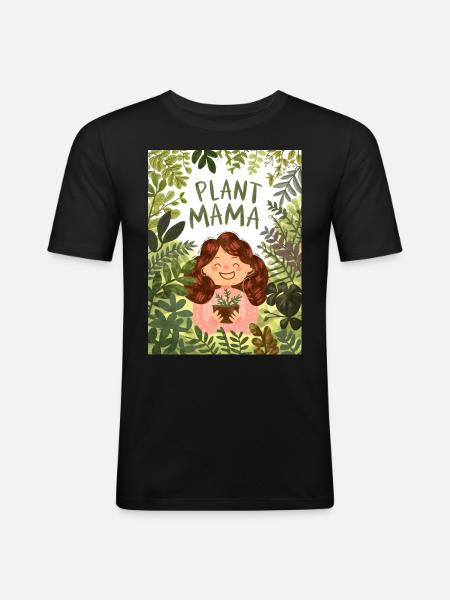 Pflanze Mama umweltfreundlich - Männer Slim Fit T-Shirt - Schwarz