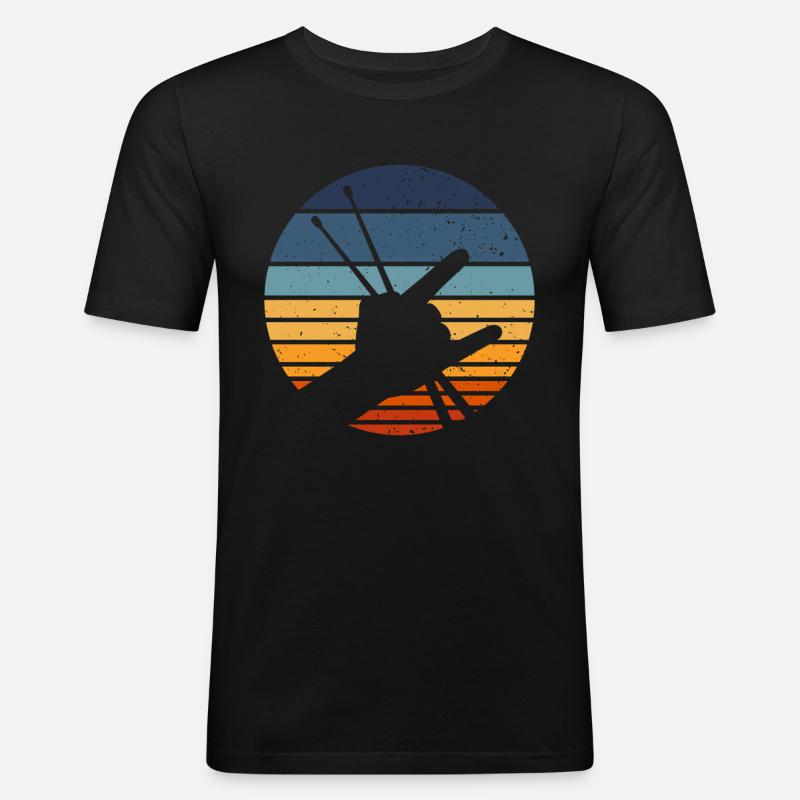 Retro Drumming Drumstick Drummer - Männer Slim Fit T-Shirt - Schwarz