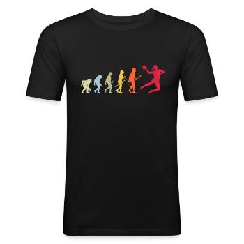 Handball Evolution - Männer Slim Fit T-Shirt - Schwarz - Vorne - Nik (191cm)