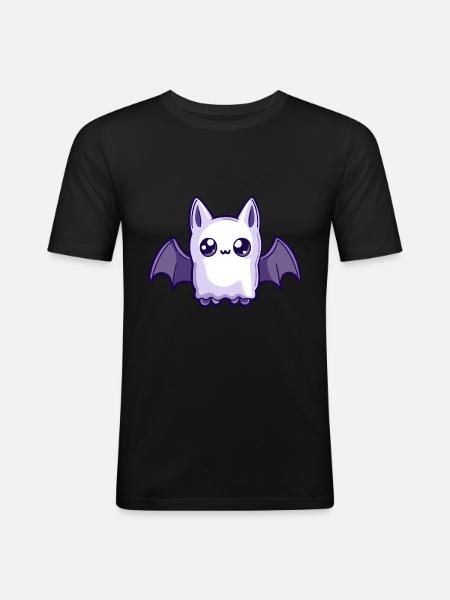 Bat Halloween Comic Ghost - Men's Slim Fit T-Shirt - black