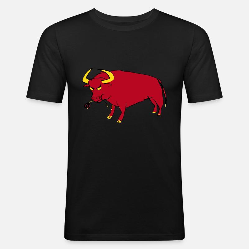 Taureau Basque - T-shirt près du corps Homme - noir