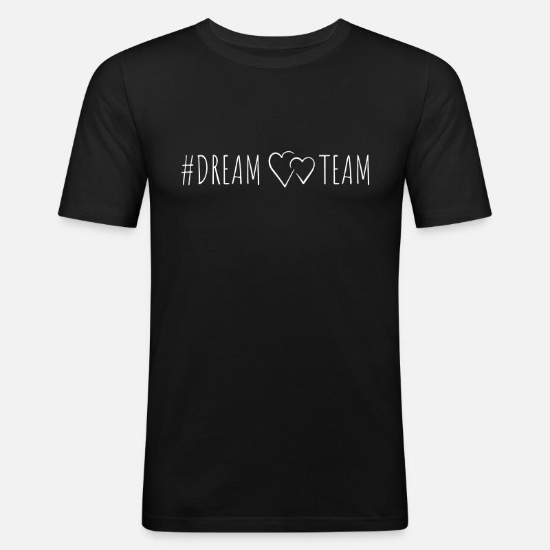 #DREAMTEAM - Männer Slim Fit T-Shirt - Schwarz
