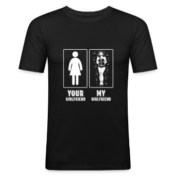 Your Girlfriend my Girlfriend Bondage BDSM Fesseln - Männer Slim Fit T-Shirt - Schwarz - Vorne - Nik (191cm)