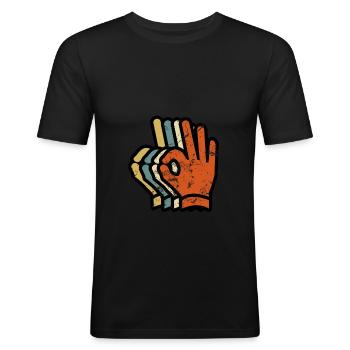 Apnéiste Scuba Plongée Plongée Sous-marine OK signe cadeau - T-shirt près du corps Homme - noir - Devant - Nik (191cm)