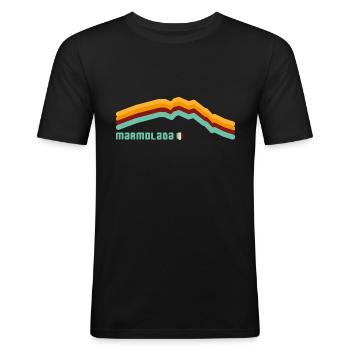 Marmolada Dolomiten Dolomiti 3343 Südtirol Wandern - Männer Slim Fit T-Shirt - Schwarz - Vorne - Nik (191cm)